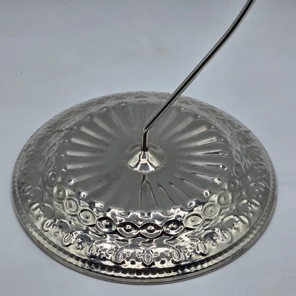 Single Christmas Ornament Holder Stand Silver Color‎ Tone Weighted Ornate Base